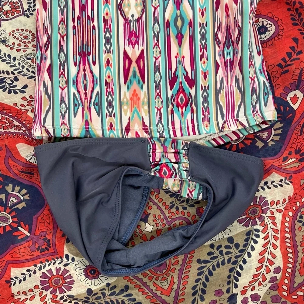 Art Class Tribal halter bikini 2 piece bathing suit size Large 10/12